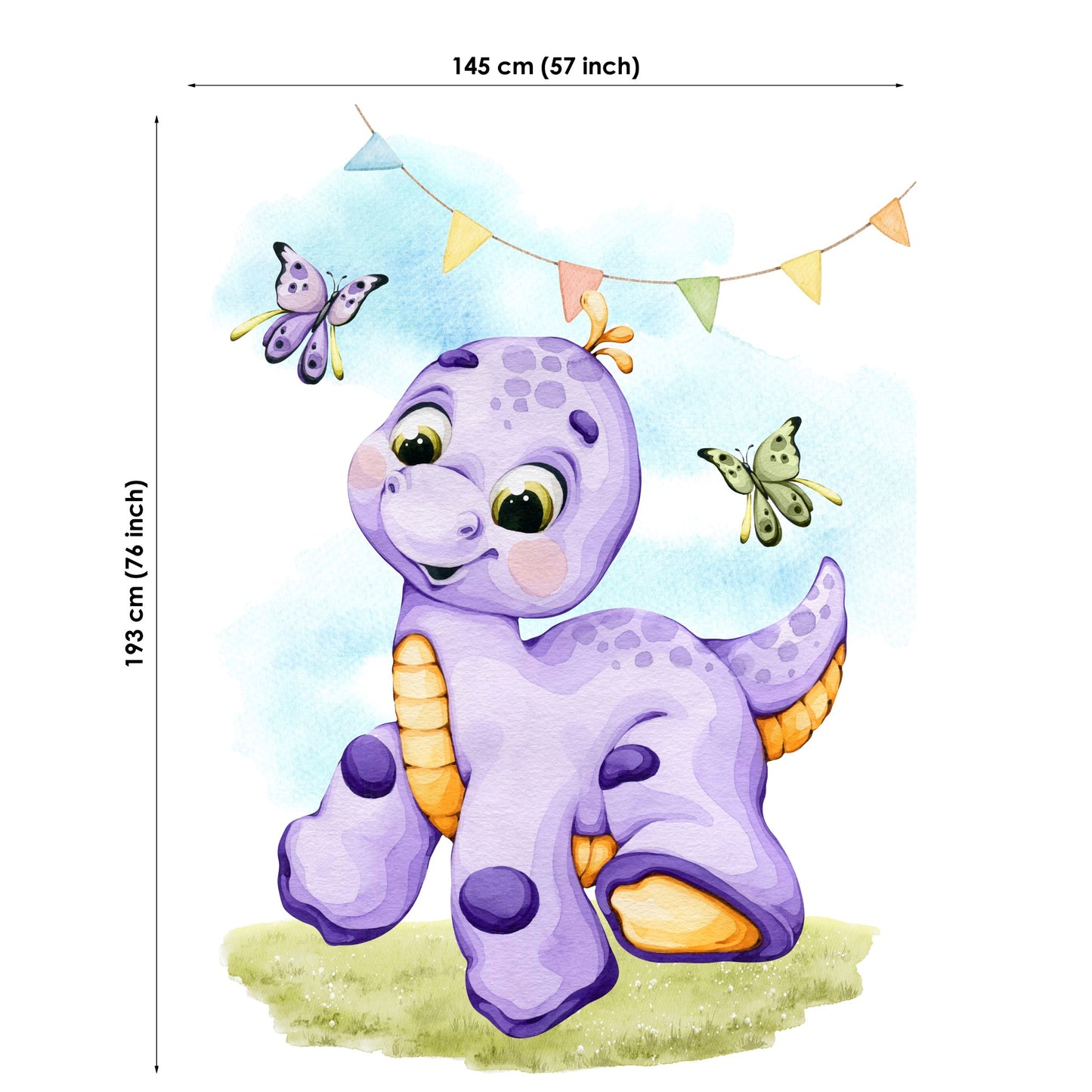 Cute Purple Dino Fabric Panels for Quilting
