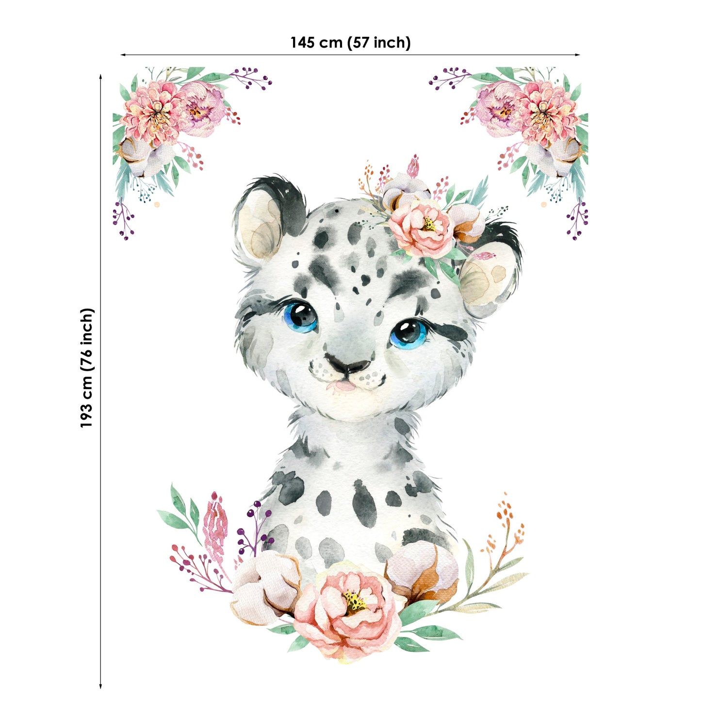 Winter Snow Leopard Fabric Panels for Quilting