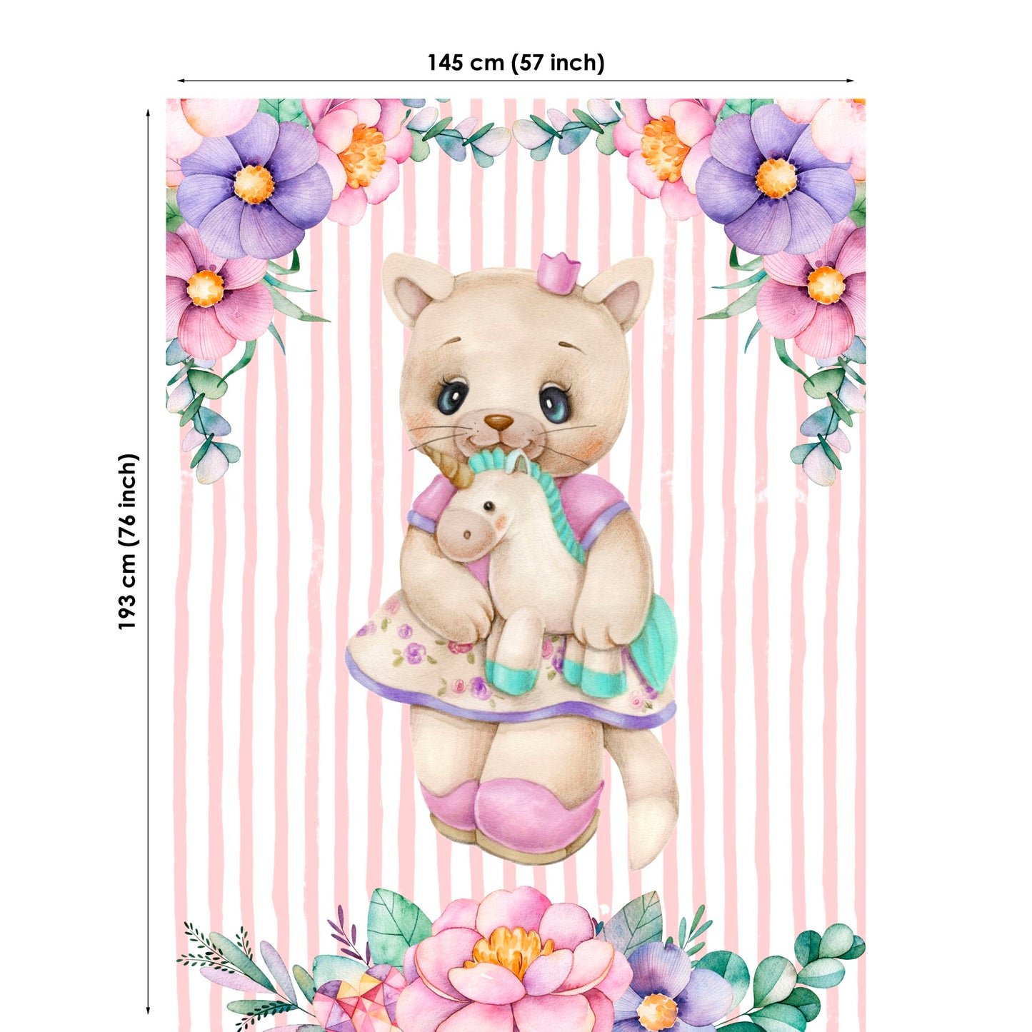 Cute Kitty&Flowers Fabric Panels for Quilting