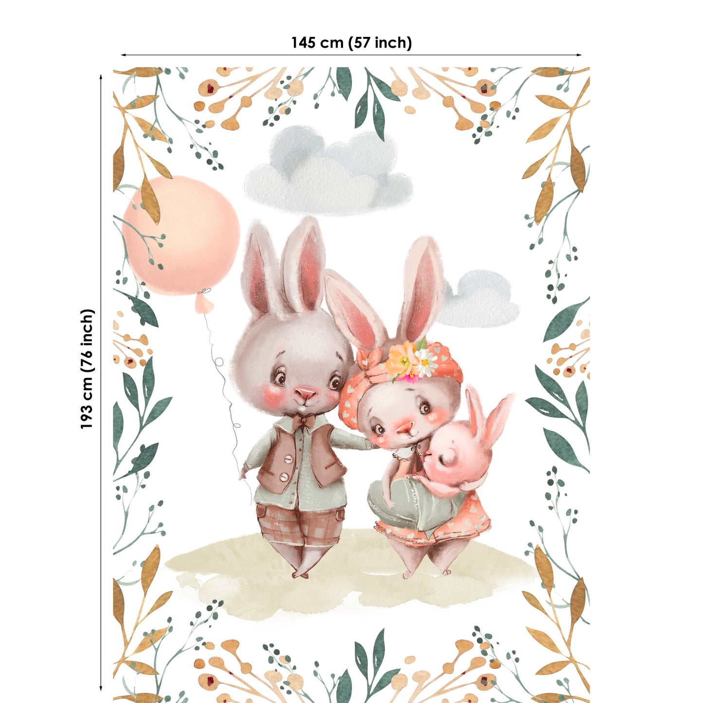 Bunny Family Fabric Panels for Quilting