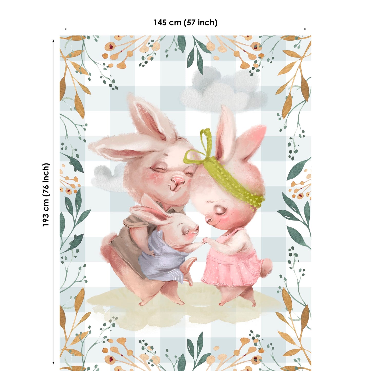 Bunny Family Fabric Panels for Quilting