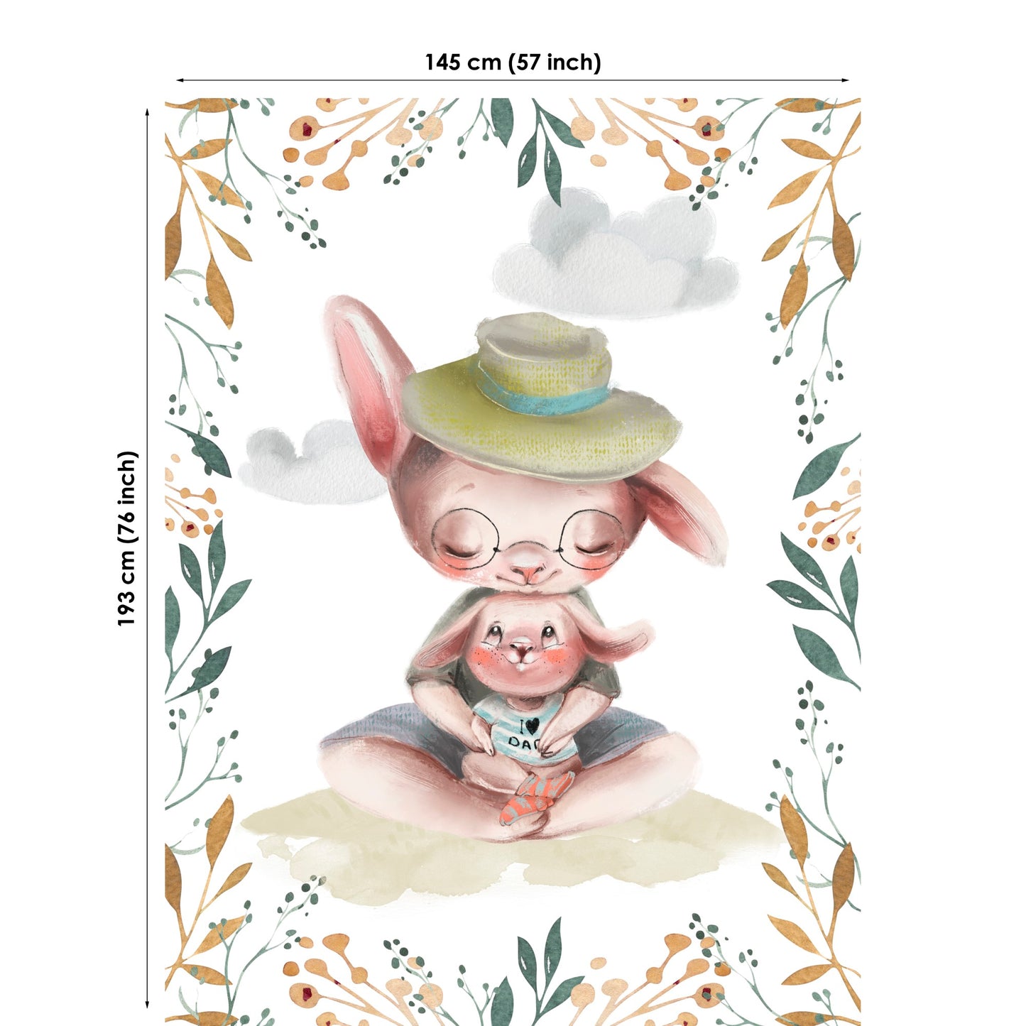 Bunny Family Fabric Panels for Quilting