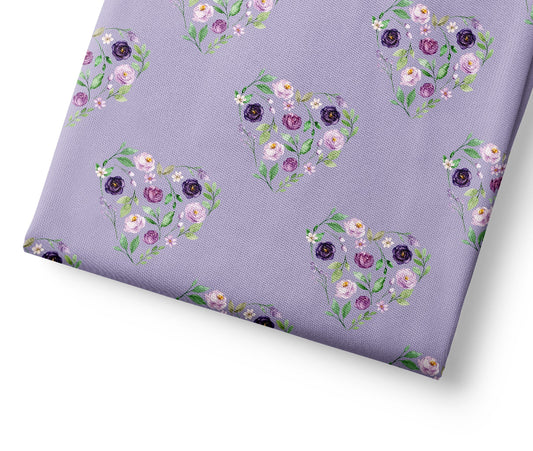 Floral heart pattern on a purple background