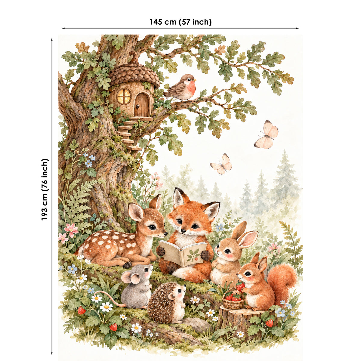 Woodland Animals Storybook Fabric Panels for Quilting