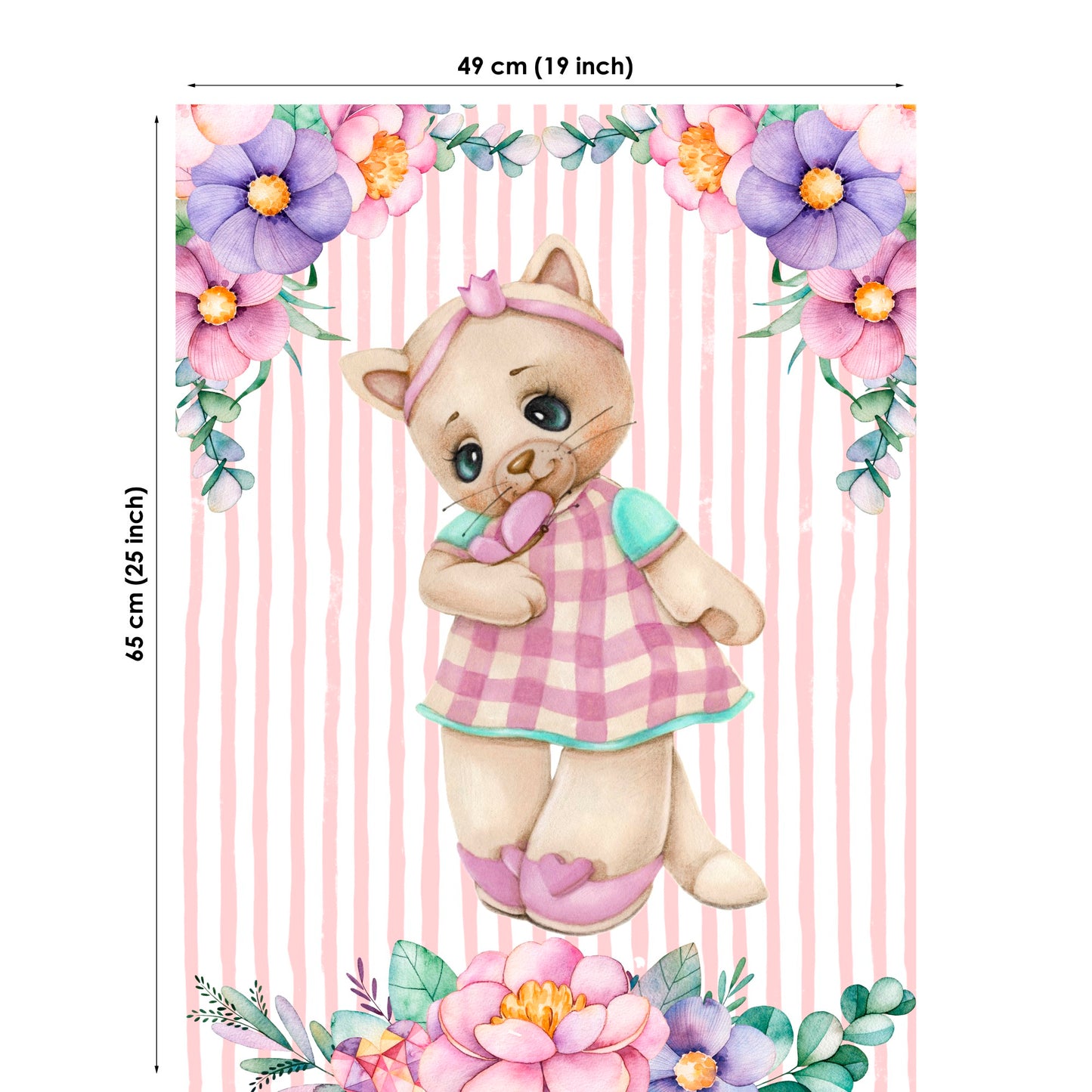 Cute Kitty&Flowers Fabric Panels for Quilting