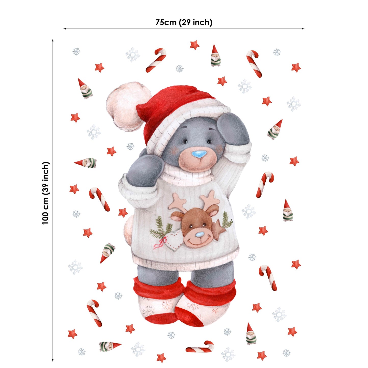 Christmas Bear&Snow Fabric Panels for Quilting