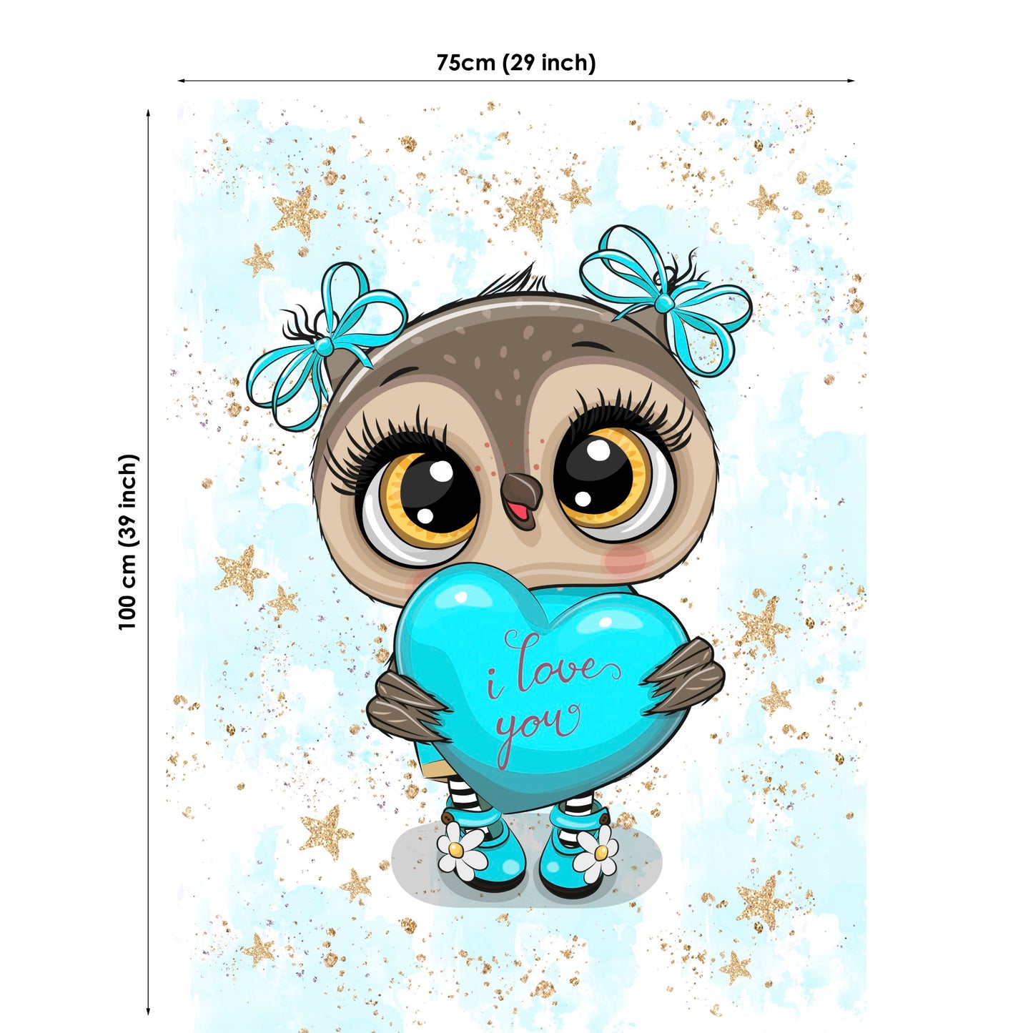 Owl Blue Fabric Panels for Quilting