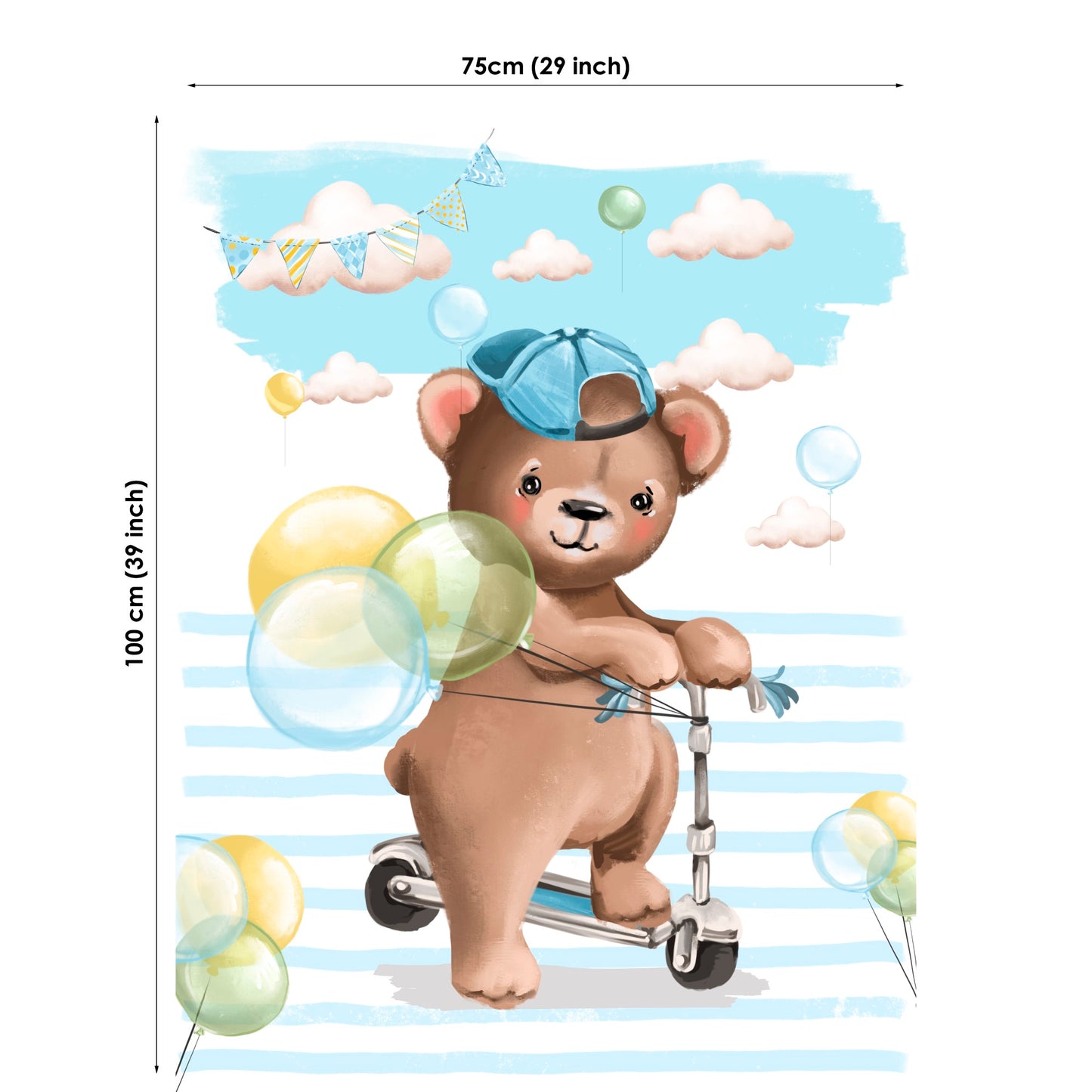 Cute Bear&Scooter Fabric Panels for Quilting