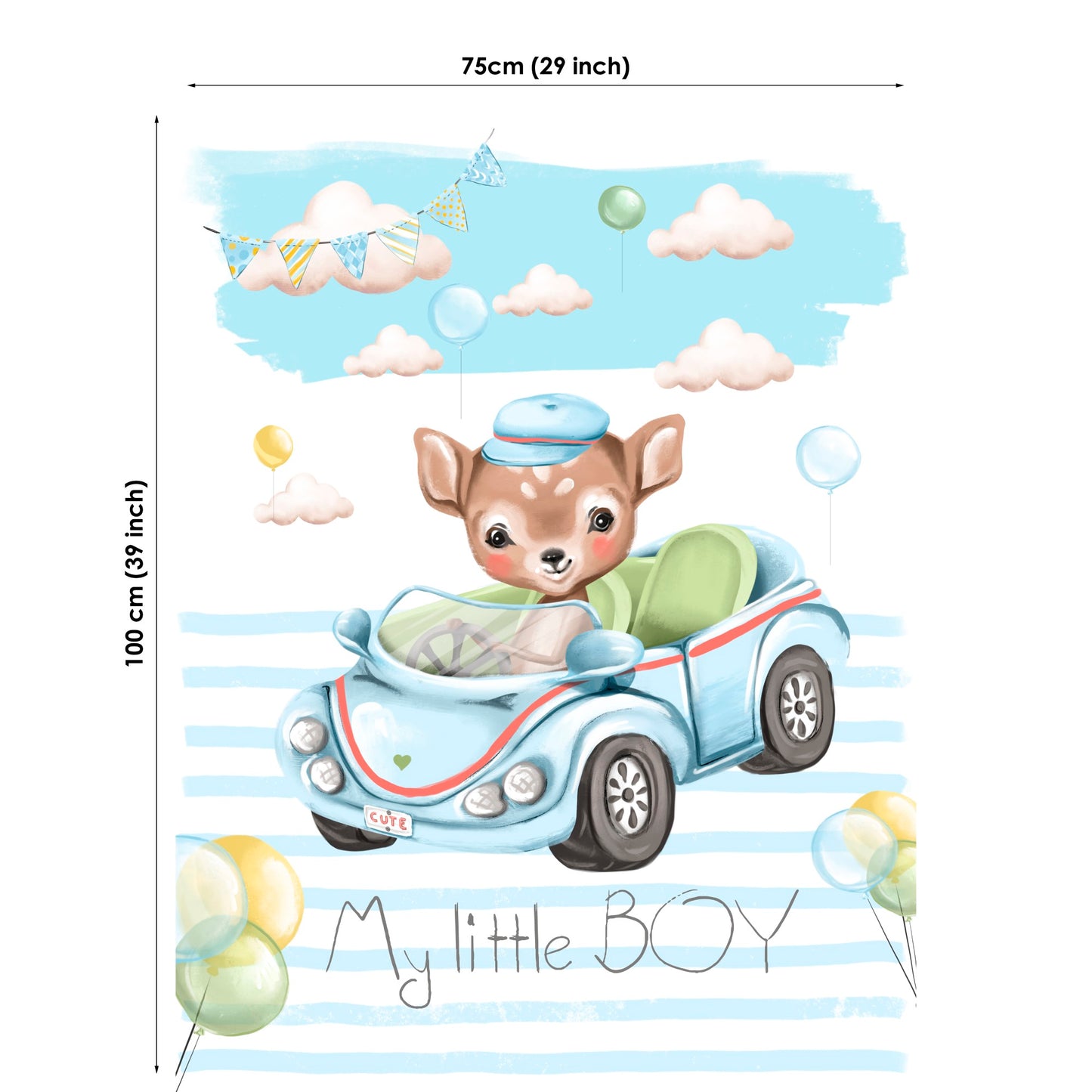 Cute Deer&Car Fabric Panels for Quilting