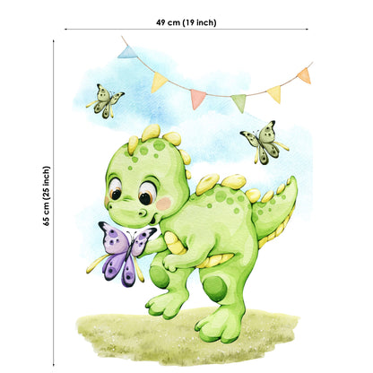 Cute Green Dino Fabric Panels for Quilting