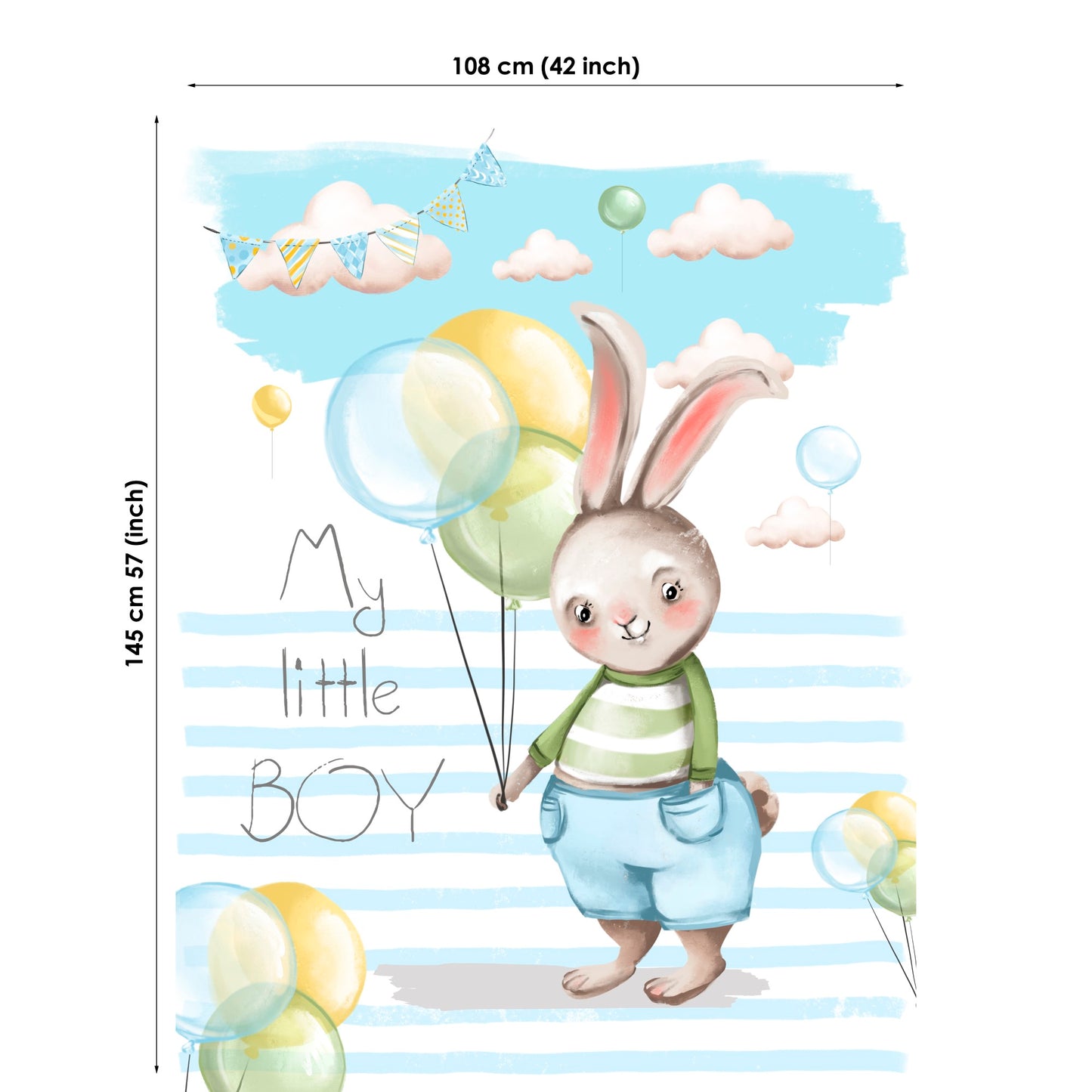 Cute Bunny&Balloons Fabric Panels for Quilting