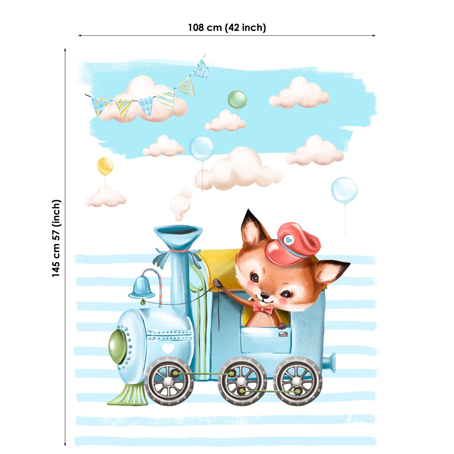 Cute Fox&Train Fabric Panels for Quilting