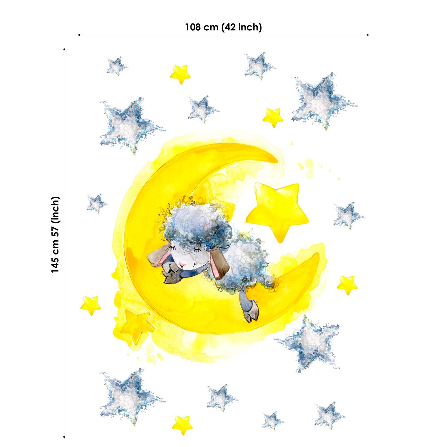 Little Sheep&Moon Fabric Panels for Quilting