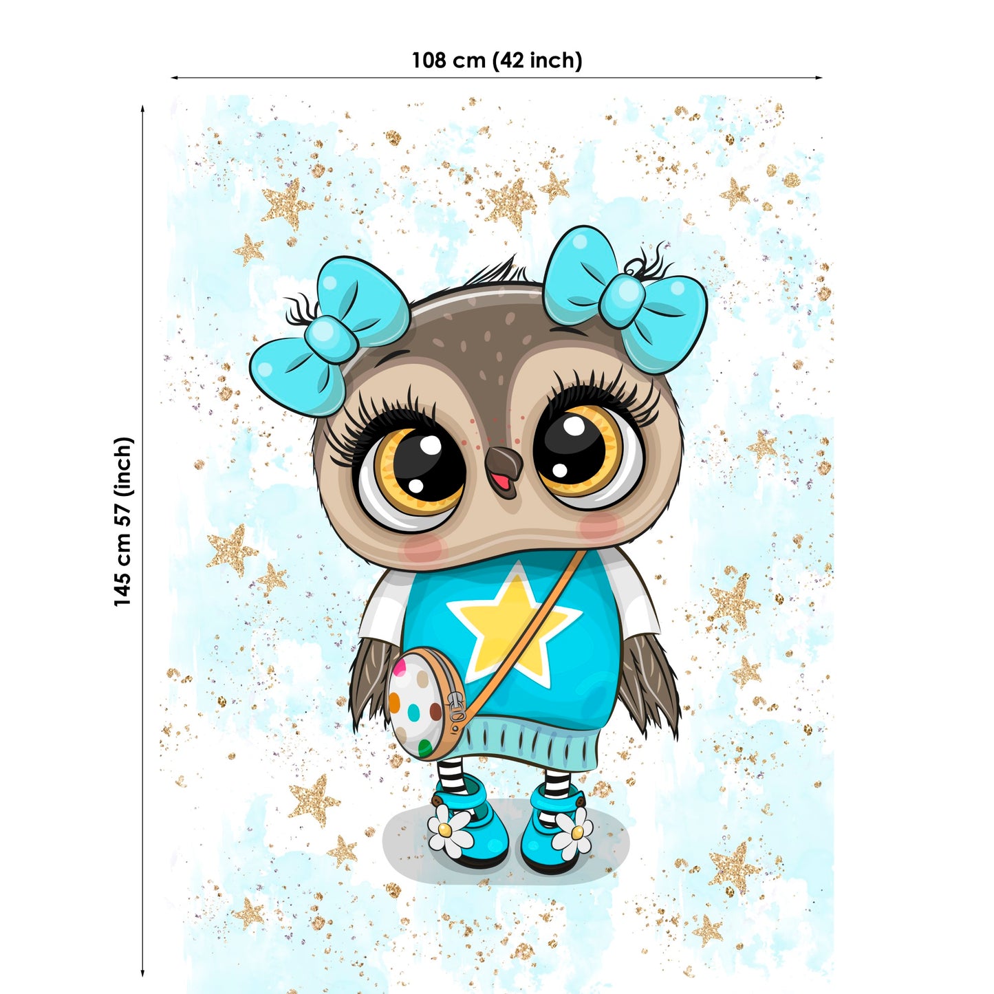 Owl Blue Fabric Panels for Quilting