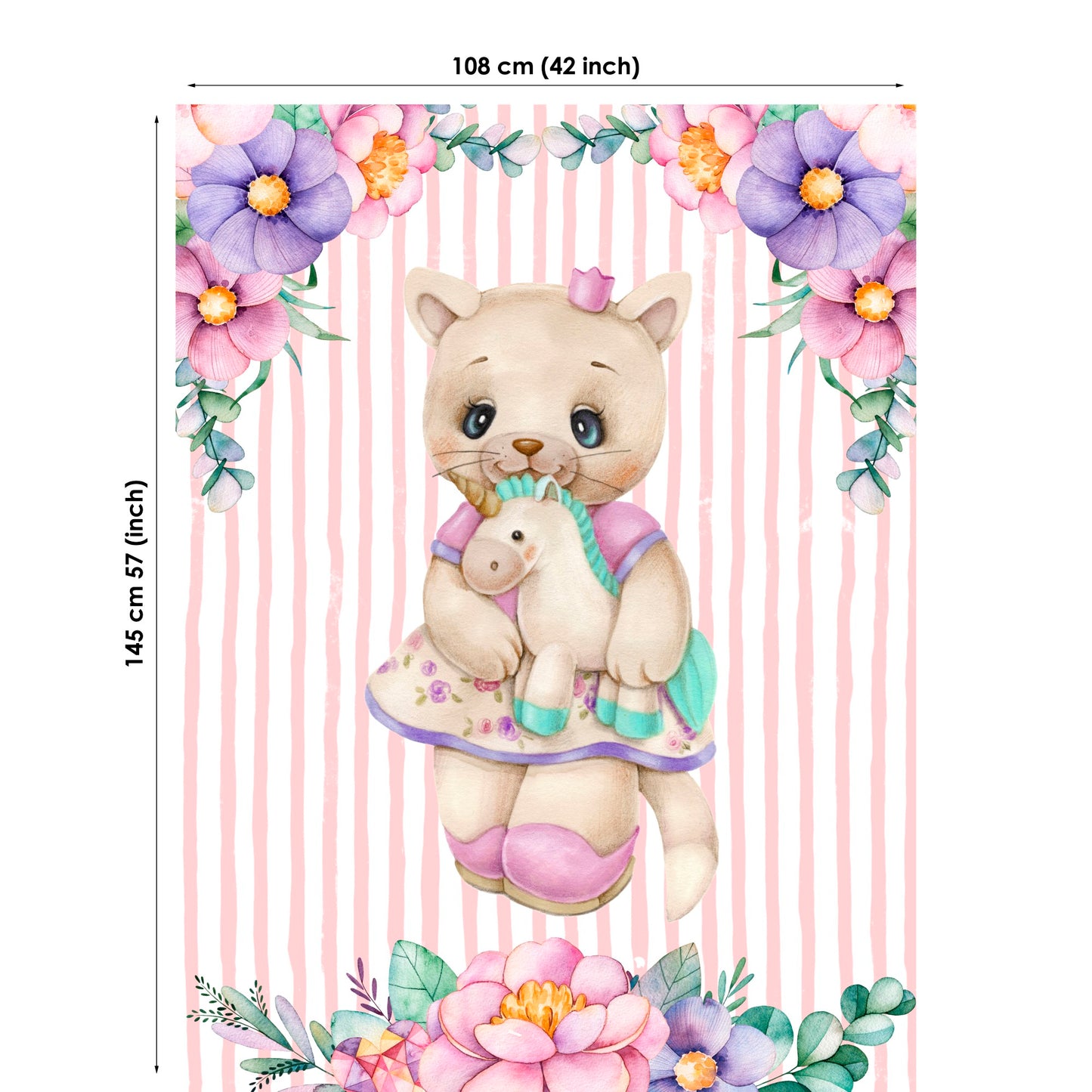 Cute Kitty&Flowers Fabric Panels for Quilting