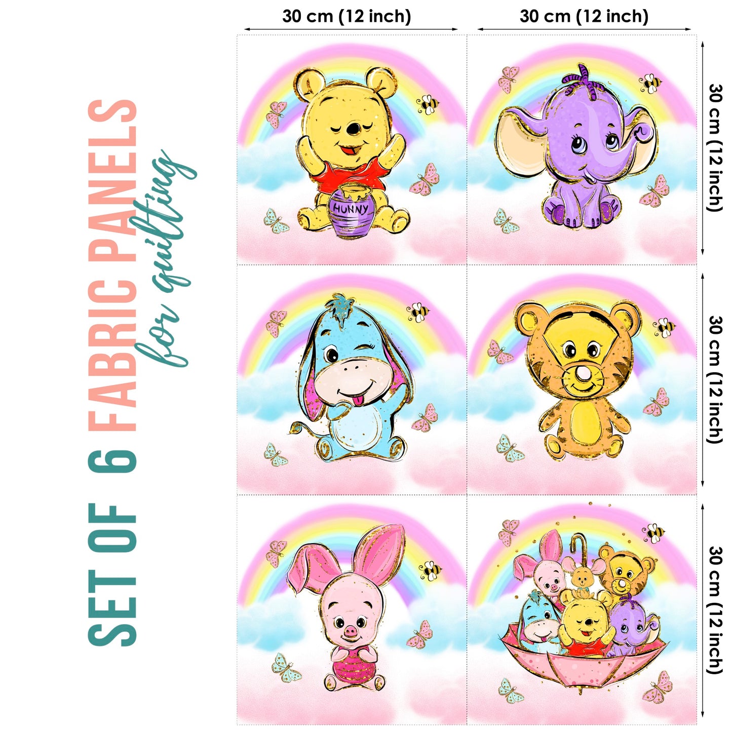 Winnie the Pooh Fabric Panels for Quilting