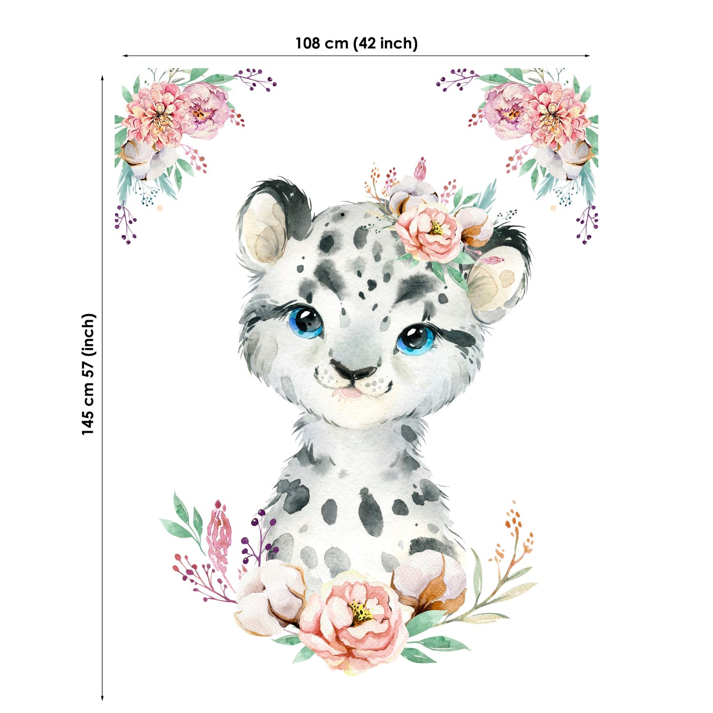 Winter Snow Leopard Fabric Panels for Quilting