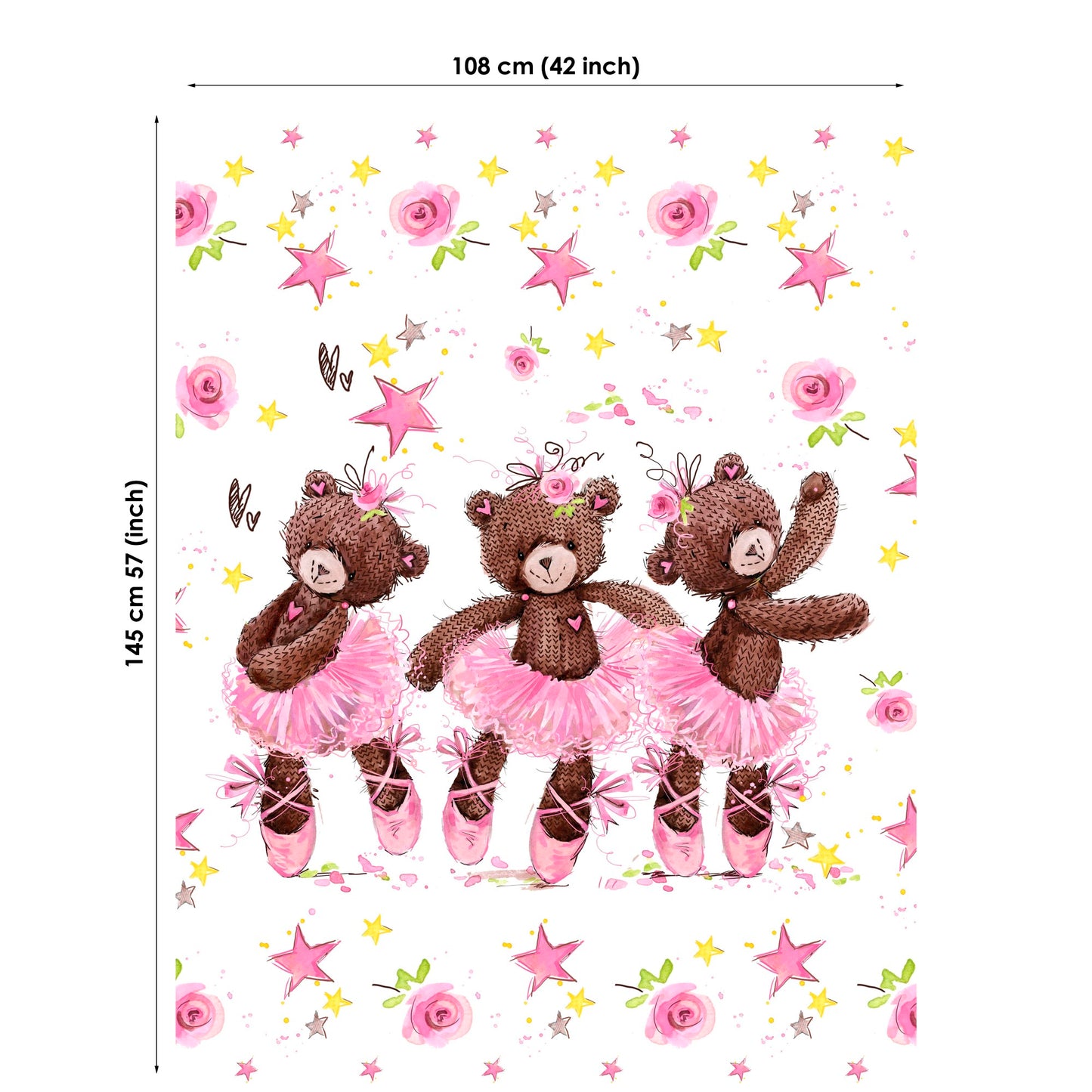 Ballerina Bears Fabric Panels for Quilting
