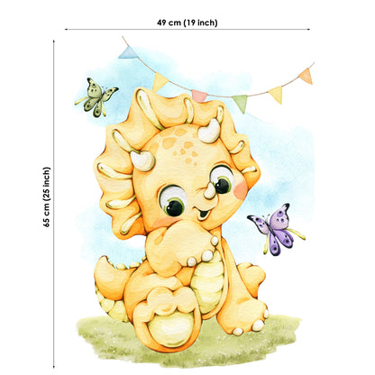 Cute Yellow Dino Fabric Panels for Quilting