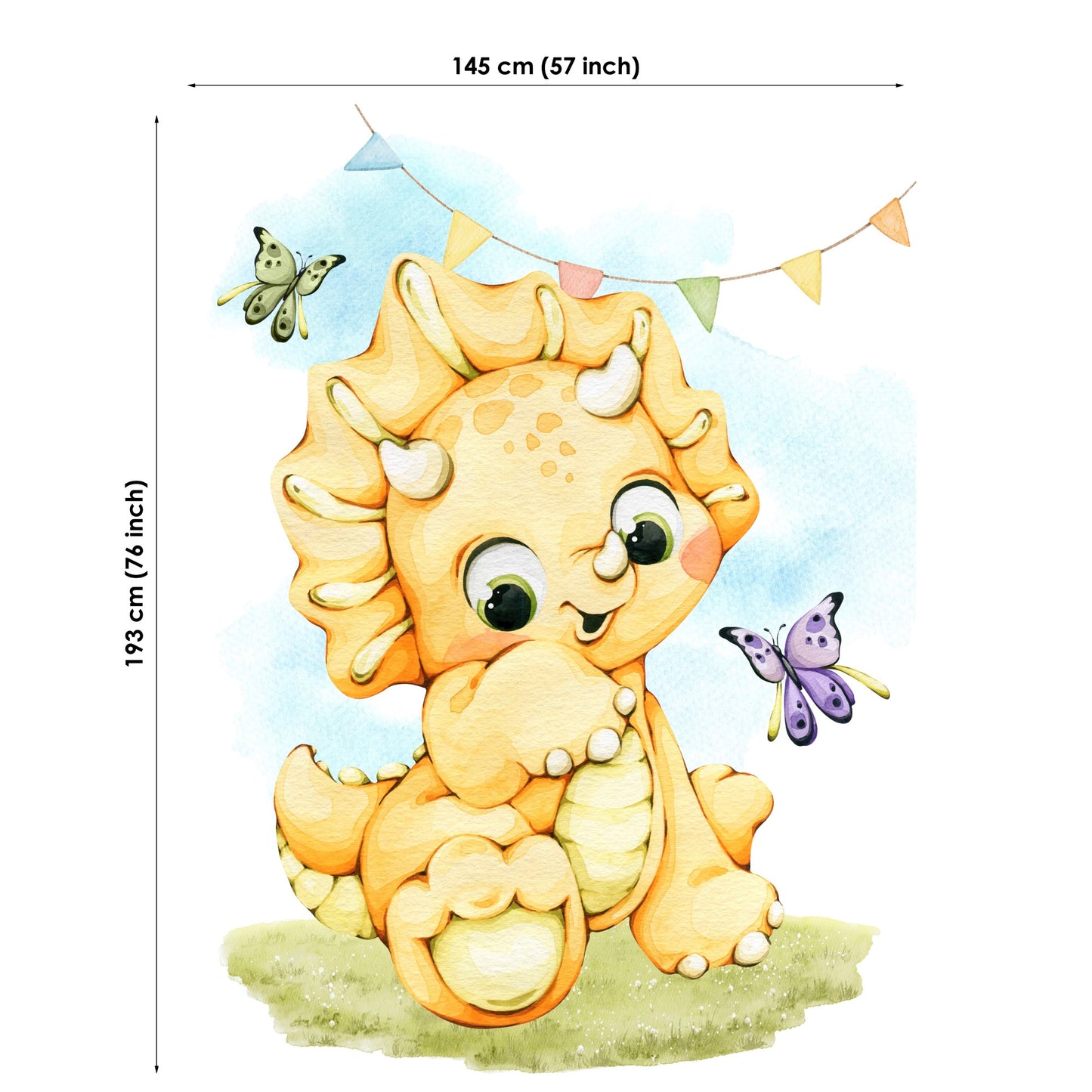 Cute Yellow Dino Fabric Panels for Quilting
