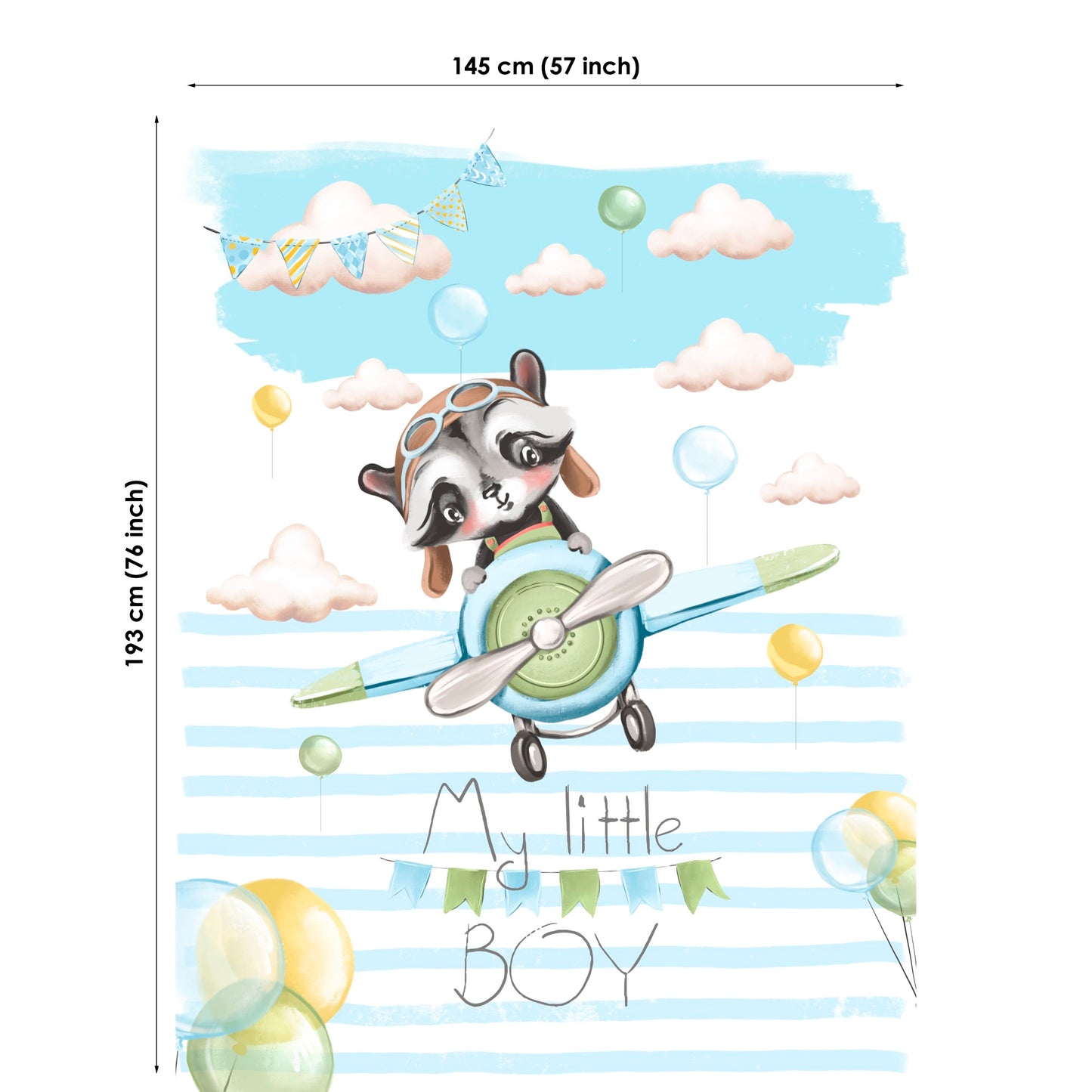 Cute Raccoon&Plane Fabric Panels for Quilting