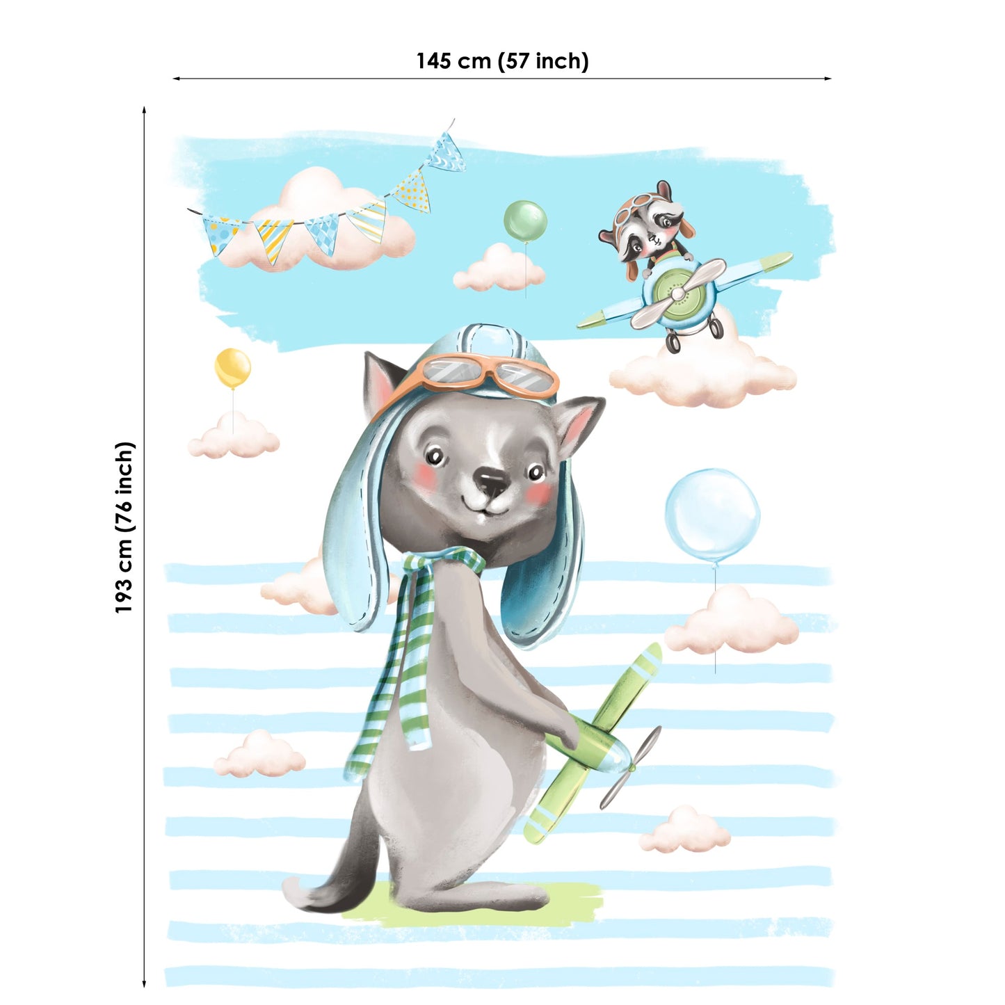 Cute Wolf Pilot Fabric Panels for Quilting