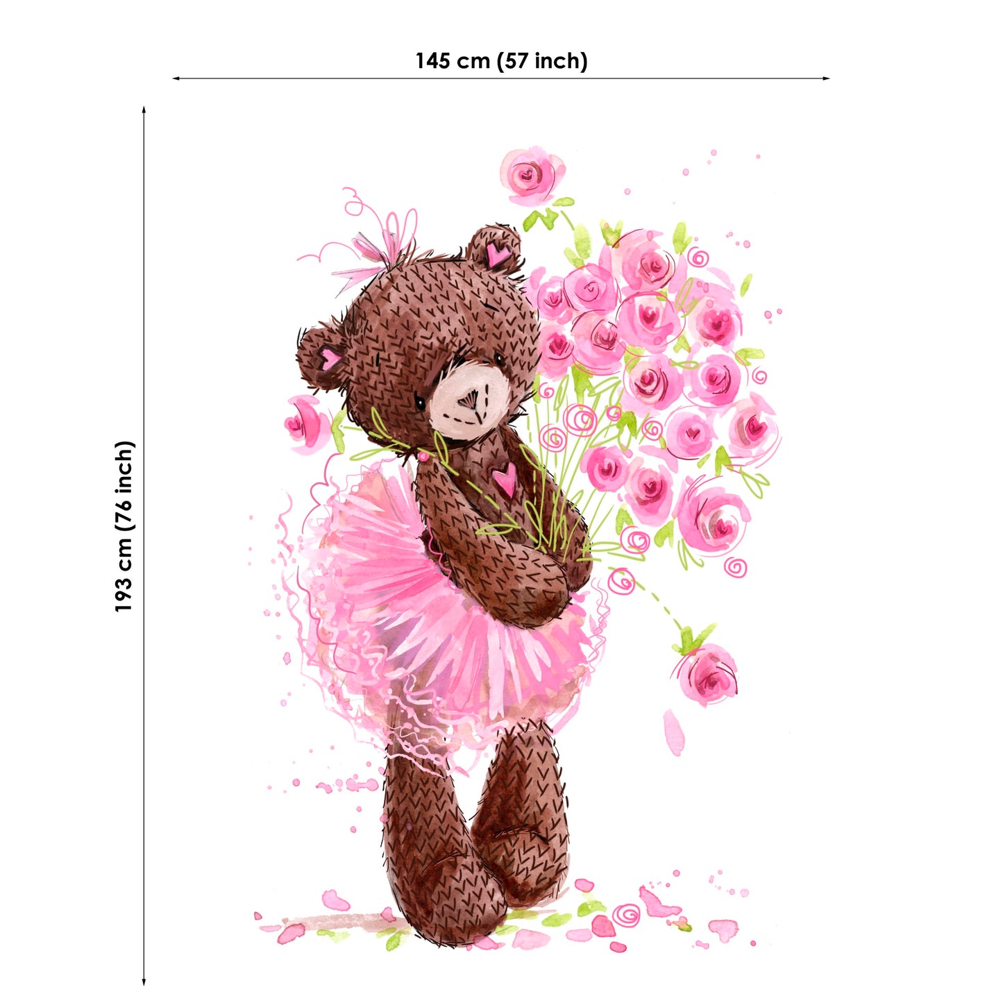 Ballerina Bear Fabric Panels for Quilting
