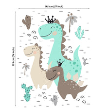 Cute Dino Mint Fabric Panel for Quilting
