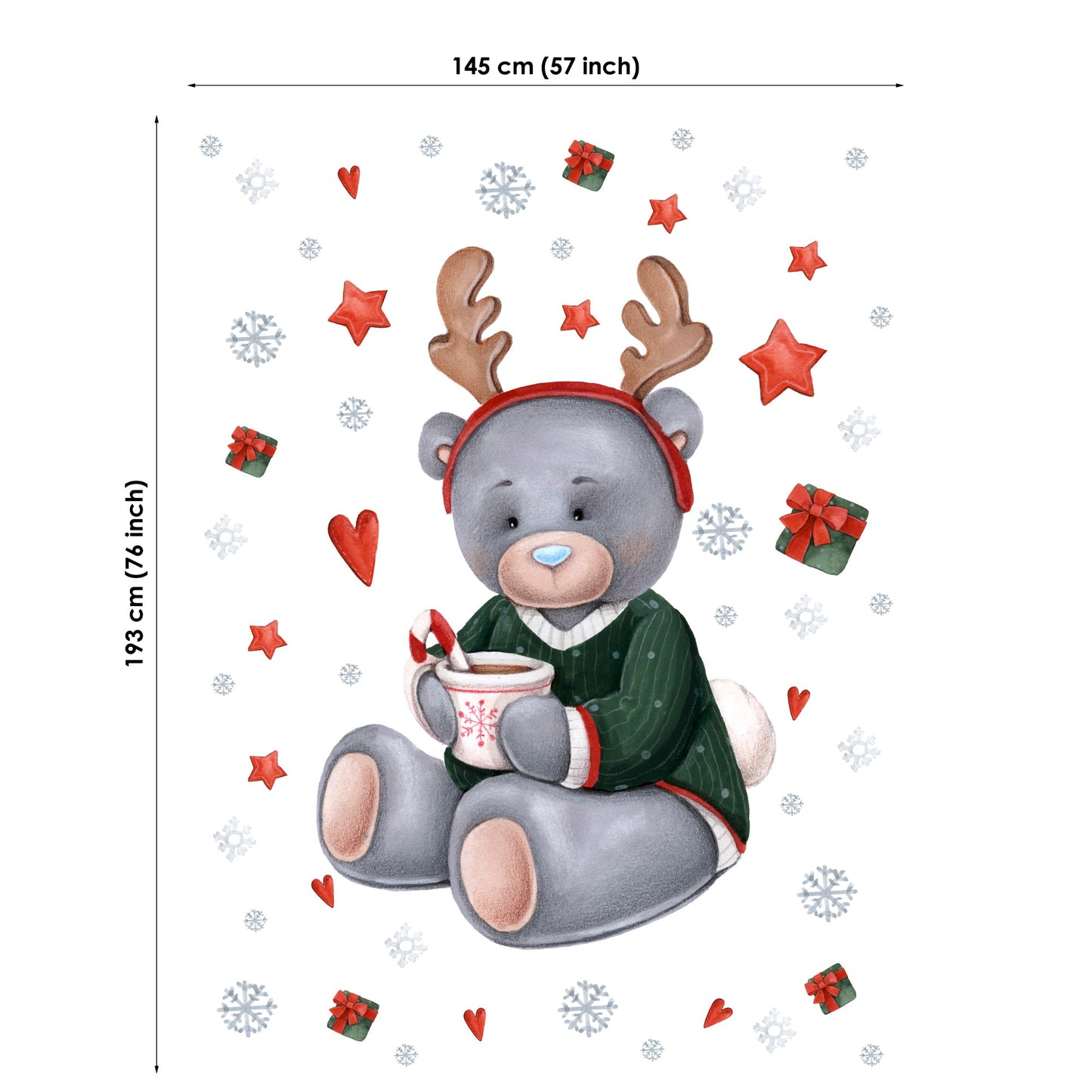 Christmas Bear&Cocoa Fabric Panels for Quilting