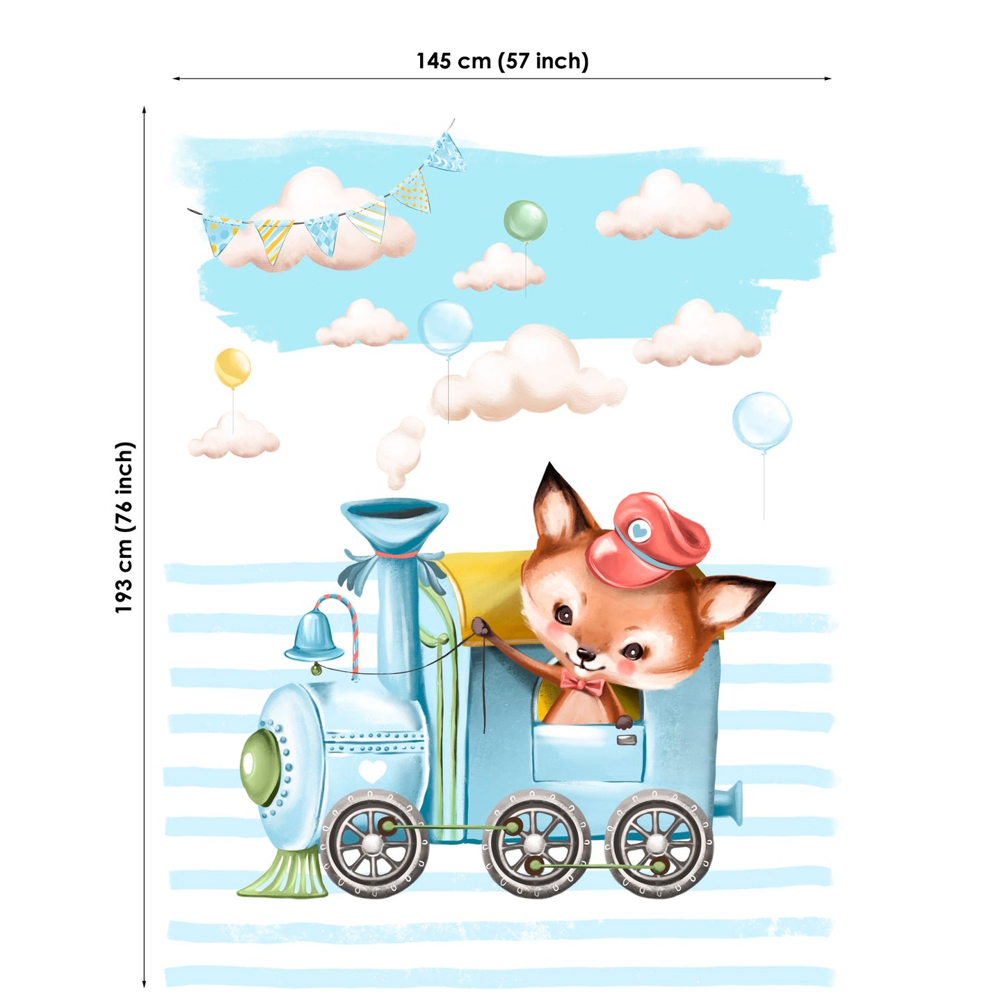 Cute Fox&Train Fabric Panels for Quilting