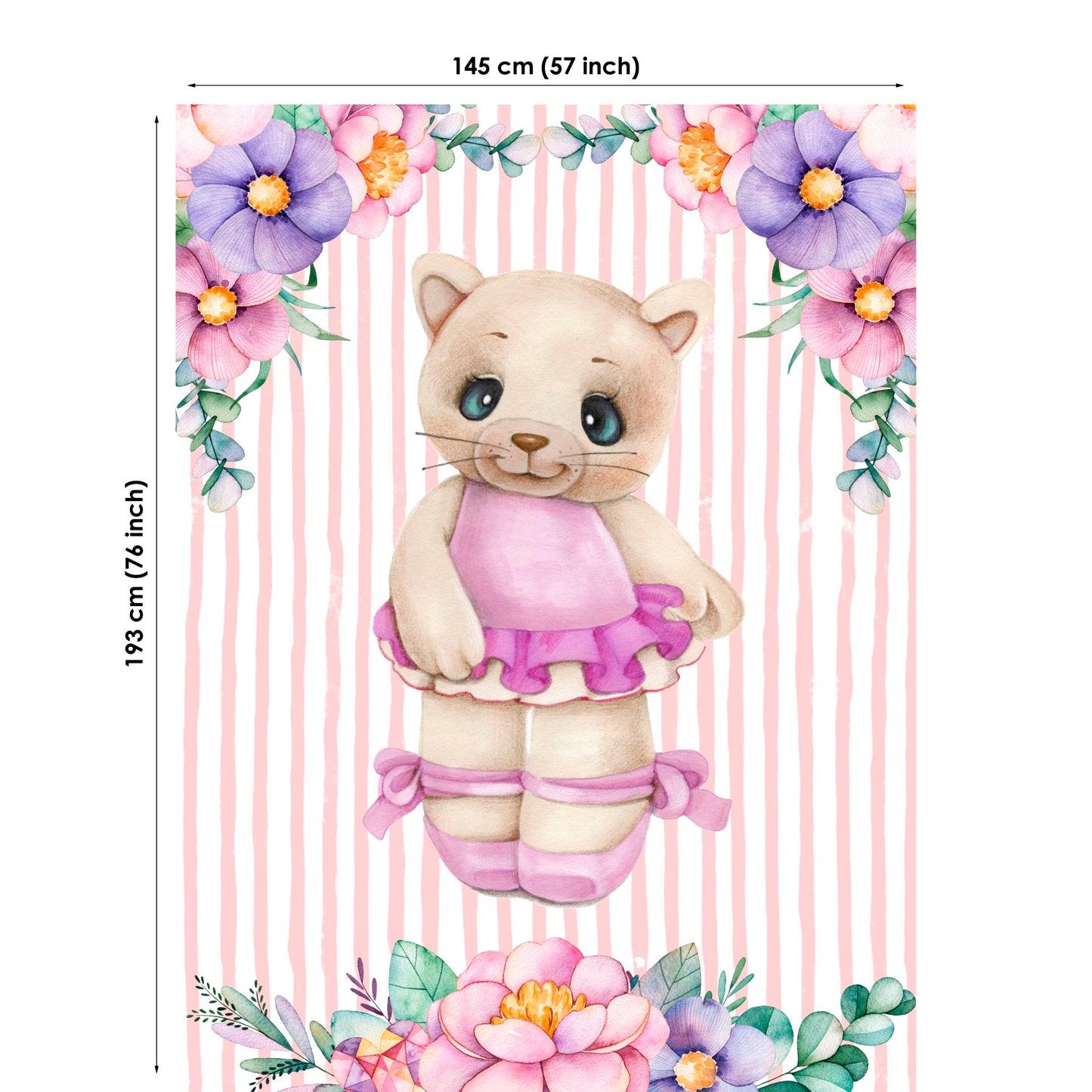 Cute Kitty&Flowers Fabric Panels for Quilting