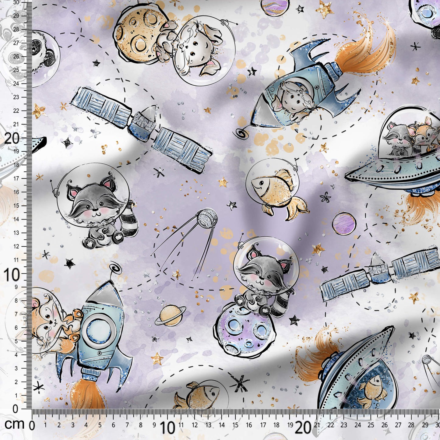 Cute Space Travelers - Coordinating Fabric for Quilting