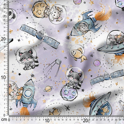 Cute Space Travelers - Coordinating Fabric for Quilting