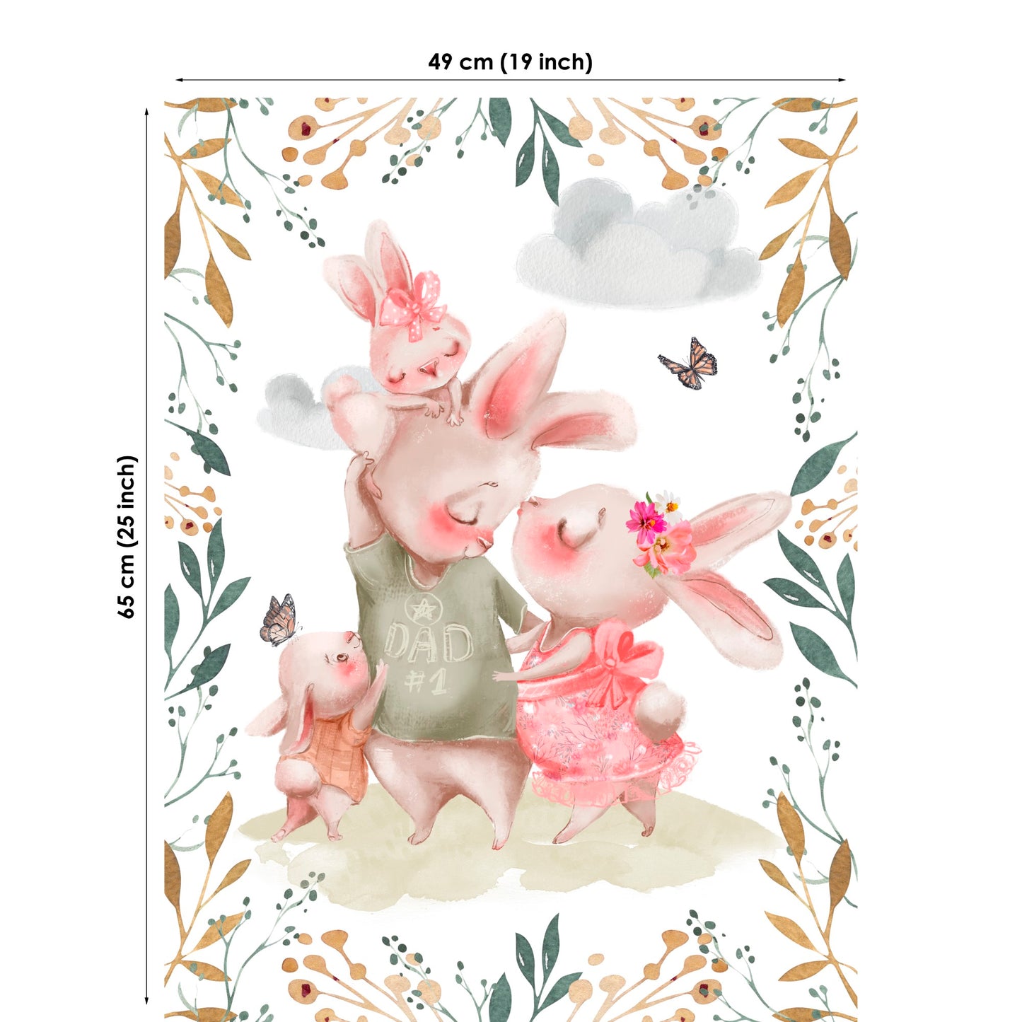 Bunny Family Fabric Panels for Quilting