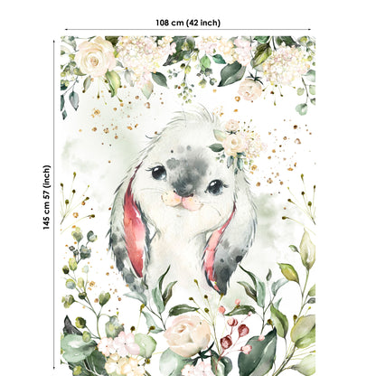Cute Farm Bunny Fabric Panels for Quilting