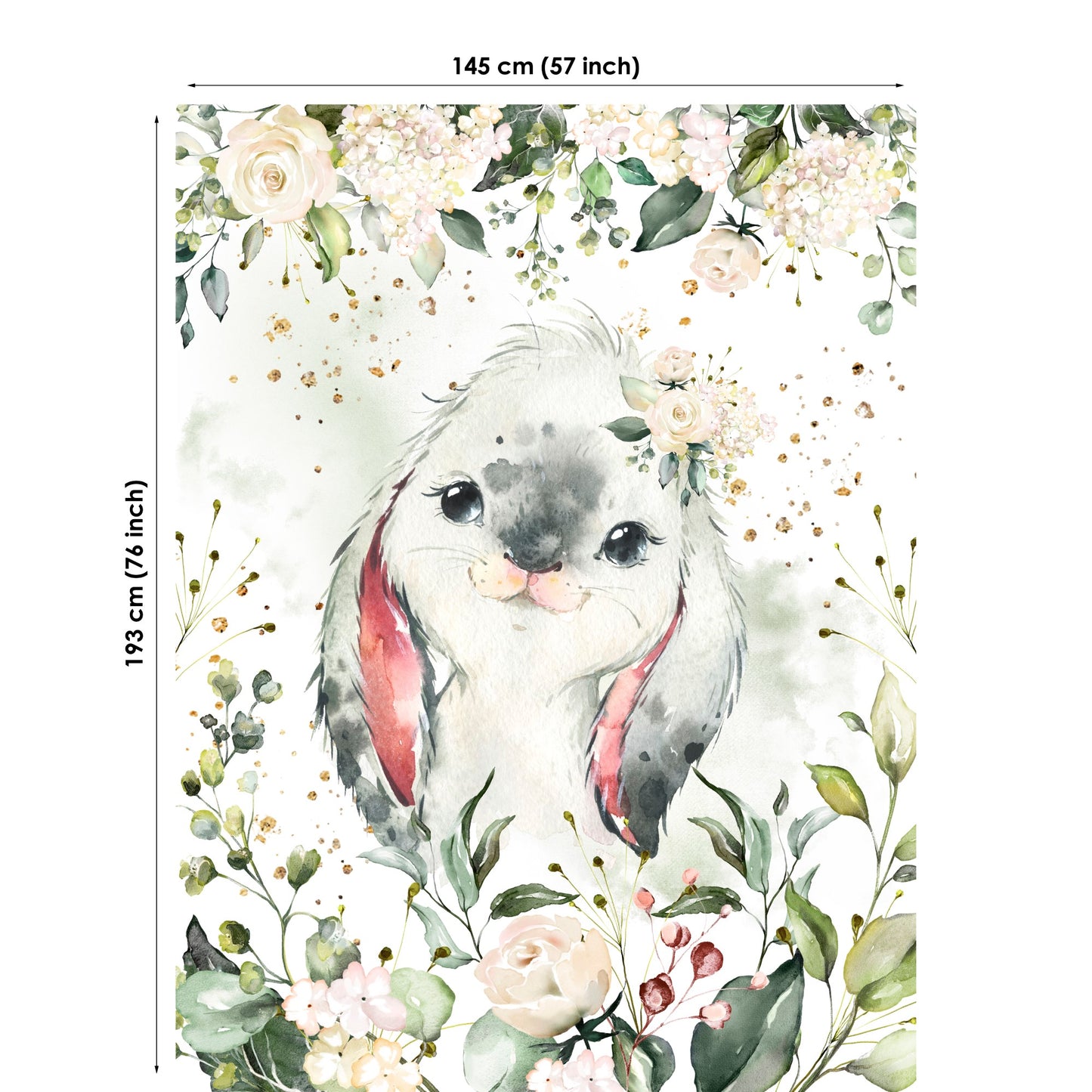 Cute Farm Bunny Fabric Panels for Quilting