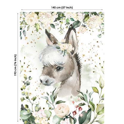 Cute Farm Donkey Fabric Panels for Quilting