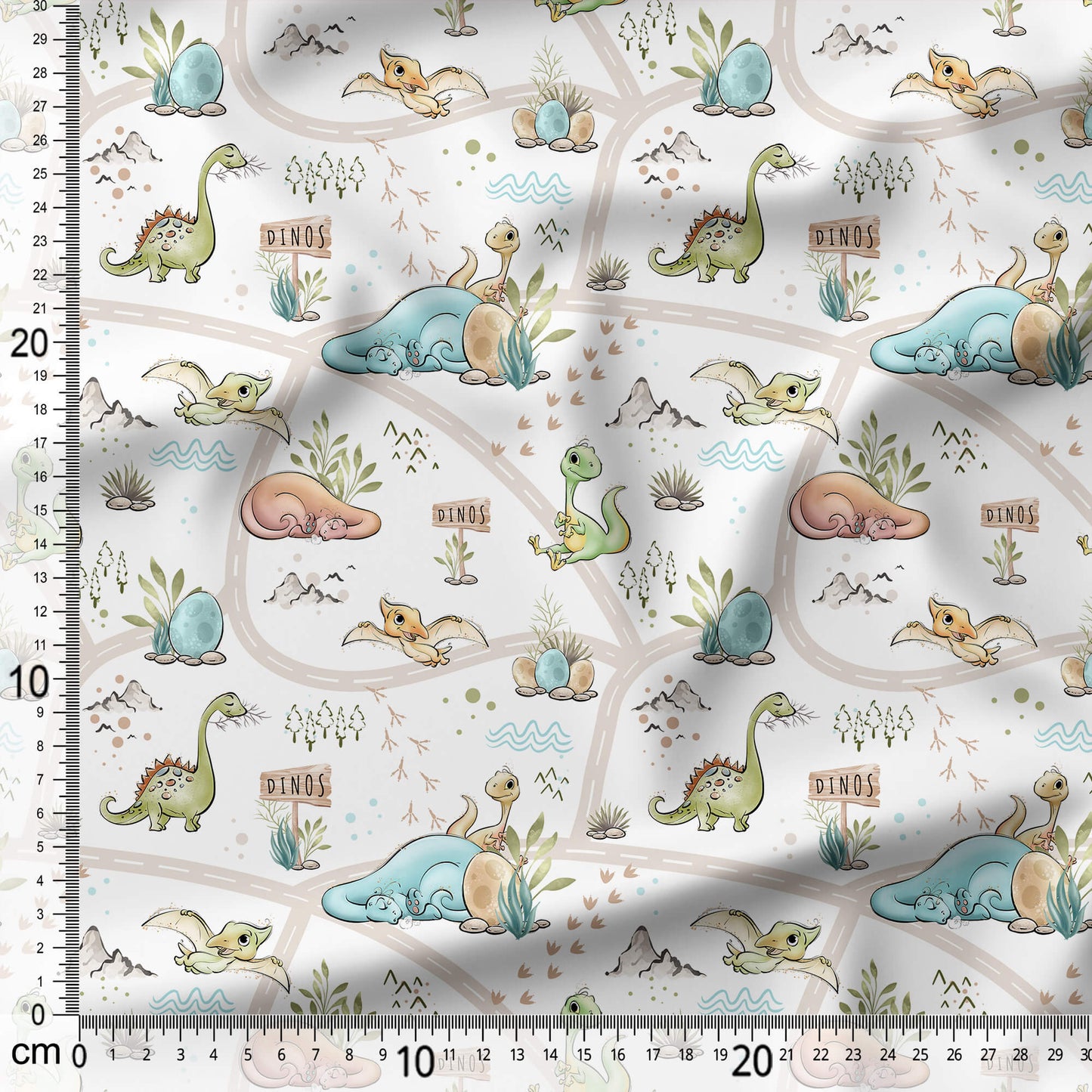 Cute Dinosaurs - Coordinating Fabric for Quilting