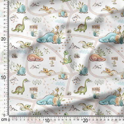 Cute Dinosaurs - Coordinating Fabric for Quilting