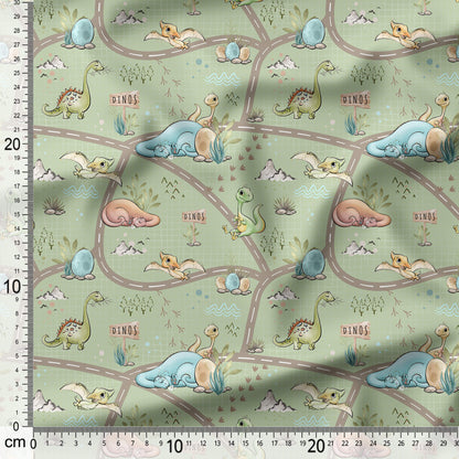Cute Dinosaurs - Coordinating Fabric for Quilting