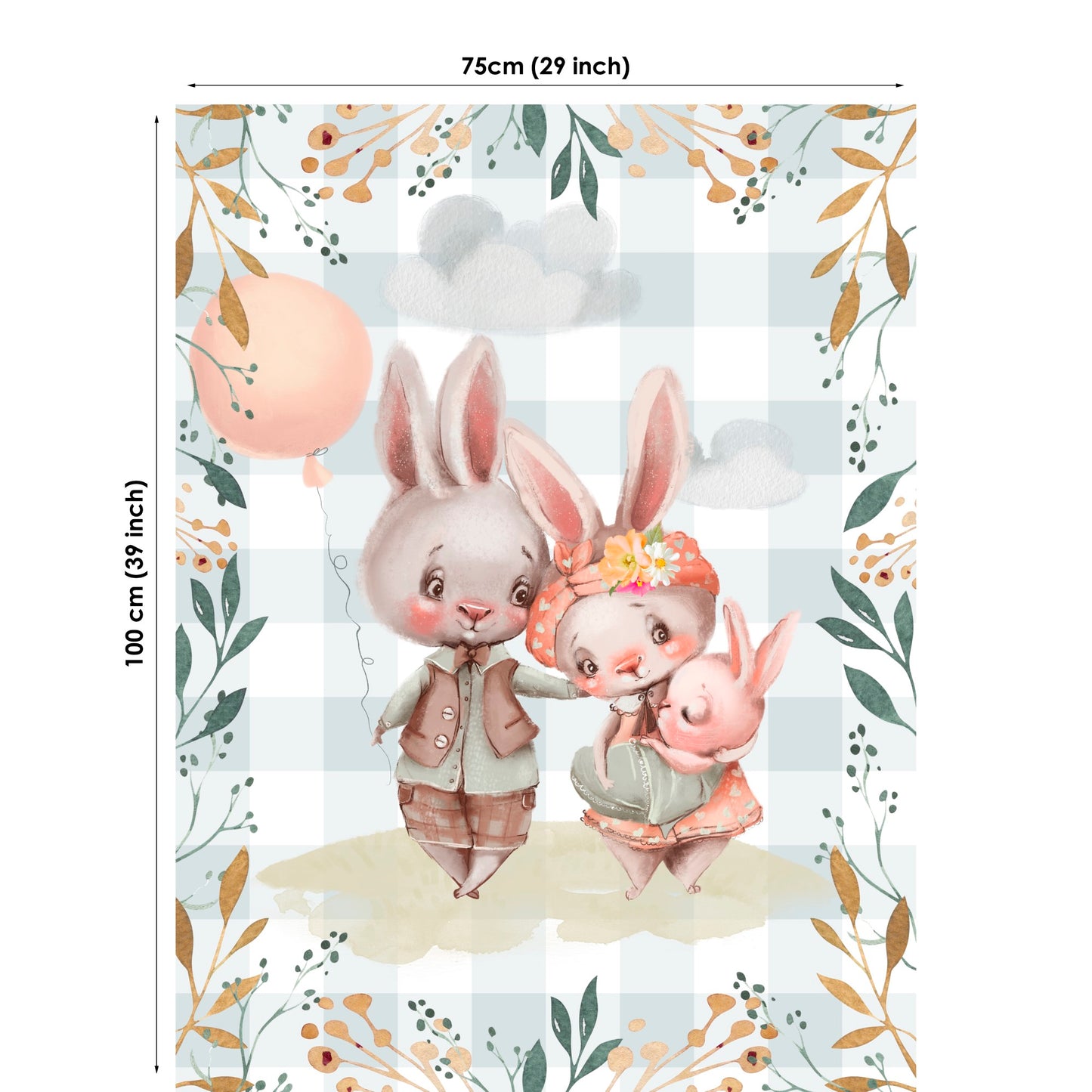 Bunny Family Fabric Panels for Quilting