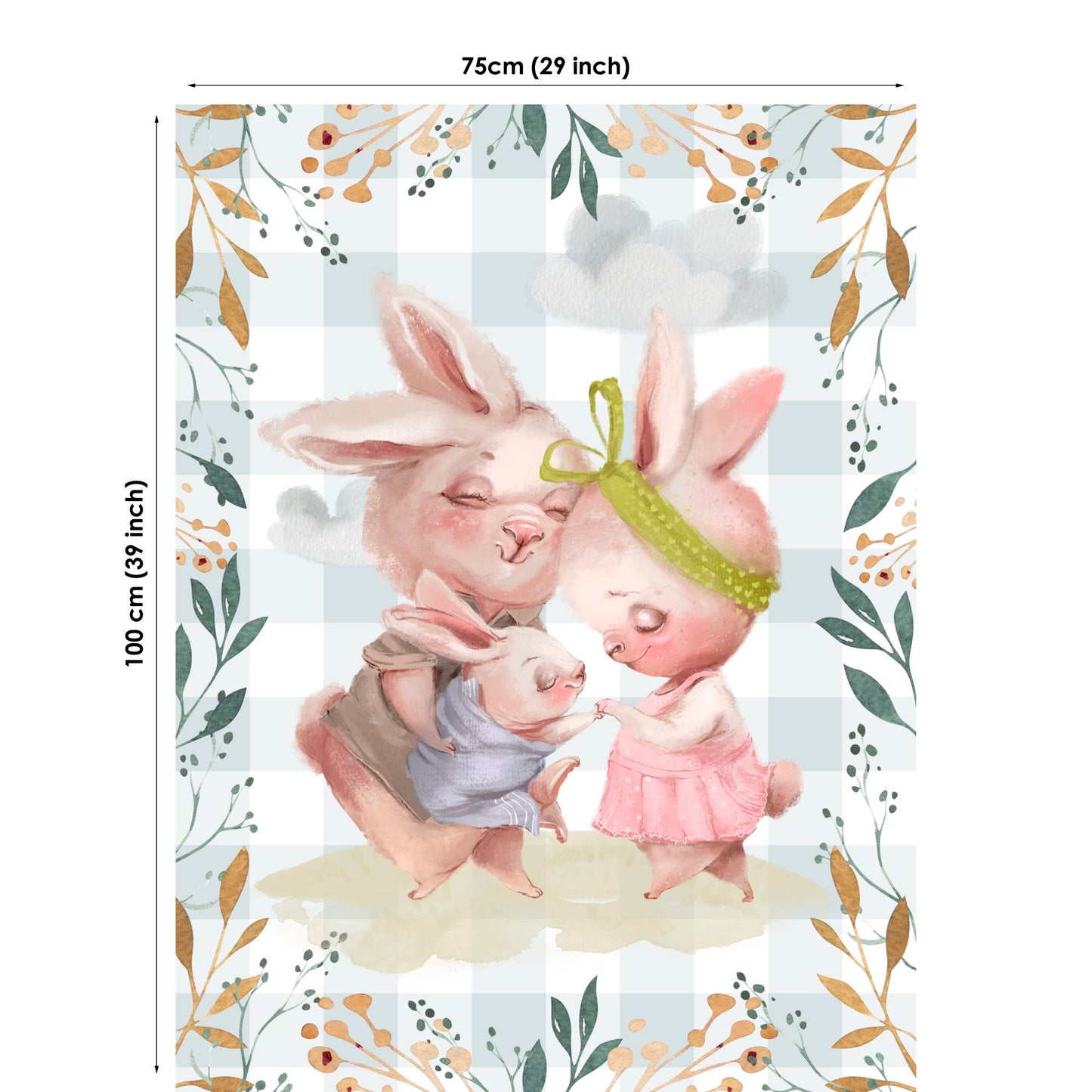 Bunny Family Fabric Panels for Quilting