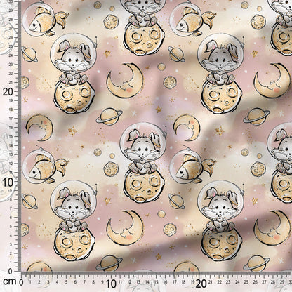 Cute Space Travelers - Coordinating Fabric for Quilting