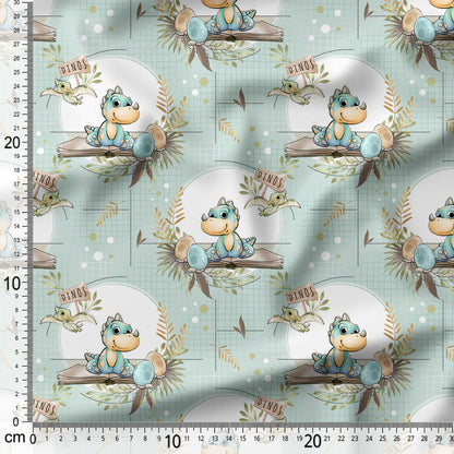 Cute Dinosaurs - Coordinating Fabric for Quilting