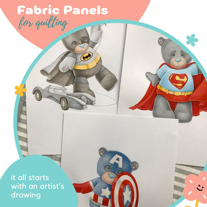Superhero Baby Fabric Panels for Quilting
