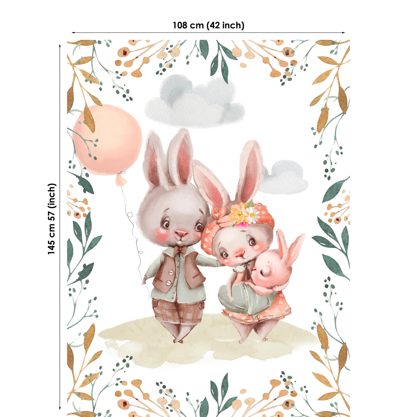 Bunny Family Fabric Panels for Quilting