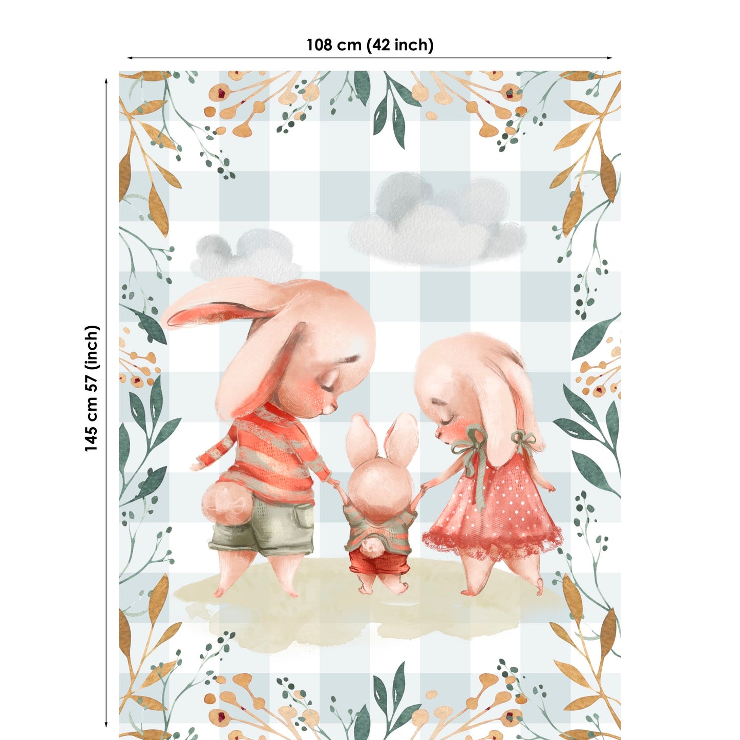 Bunny Family Fabric Panels for Quilting