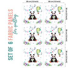 Cute Panda Set of 6 Fabric Panels