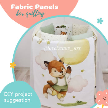 Cute fox Baby Fabric Panel for Quilting