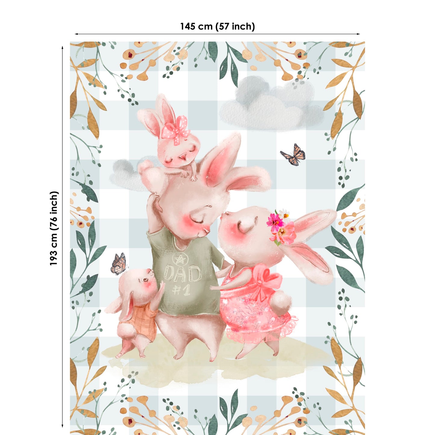 Bunny Family Fabric Panels for Quilting